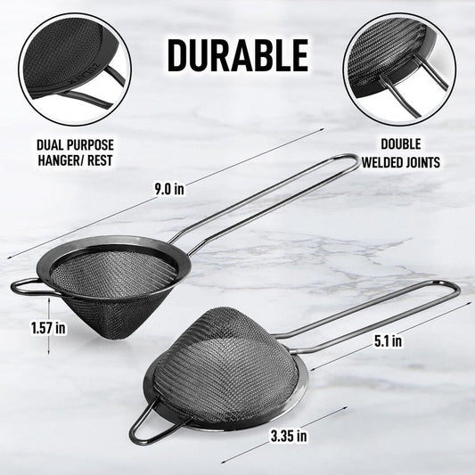 Zulay Stainless Steel Small Strainer - Effective Cone Shaped Cocktail Strainer For Cocktails, Tea Herbs, Coffee & Drinks - Fine Mesh Strainer That Is Rust Proof & Great As A Tea Strainer (Gold)