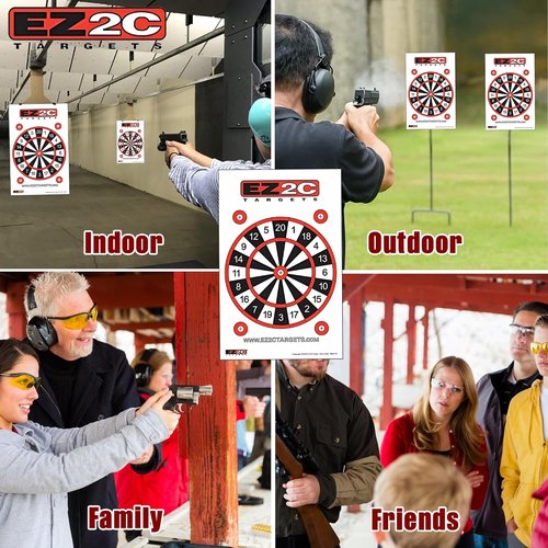 Dartboard Shooting Targets - EZ2C Games Sink The Boats & Tic-Tac-Toe - 11"x17" USA Made Fun Gun Range Paper Targets