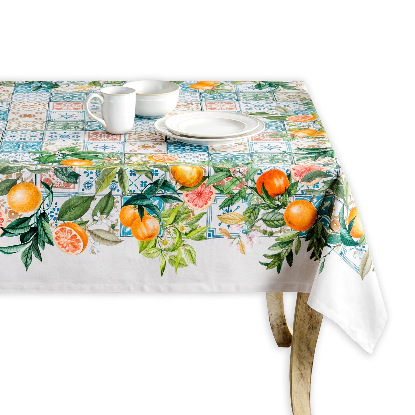 Maison d' Hermine Table Cloth Rectangle Table 100% Cotton 70 x 120 Inches Tablecloth Reusable Decorative for Dining Kitchen Room Farmhouse Party Home Hotel Restaurant Spring Summer - Agrume