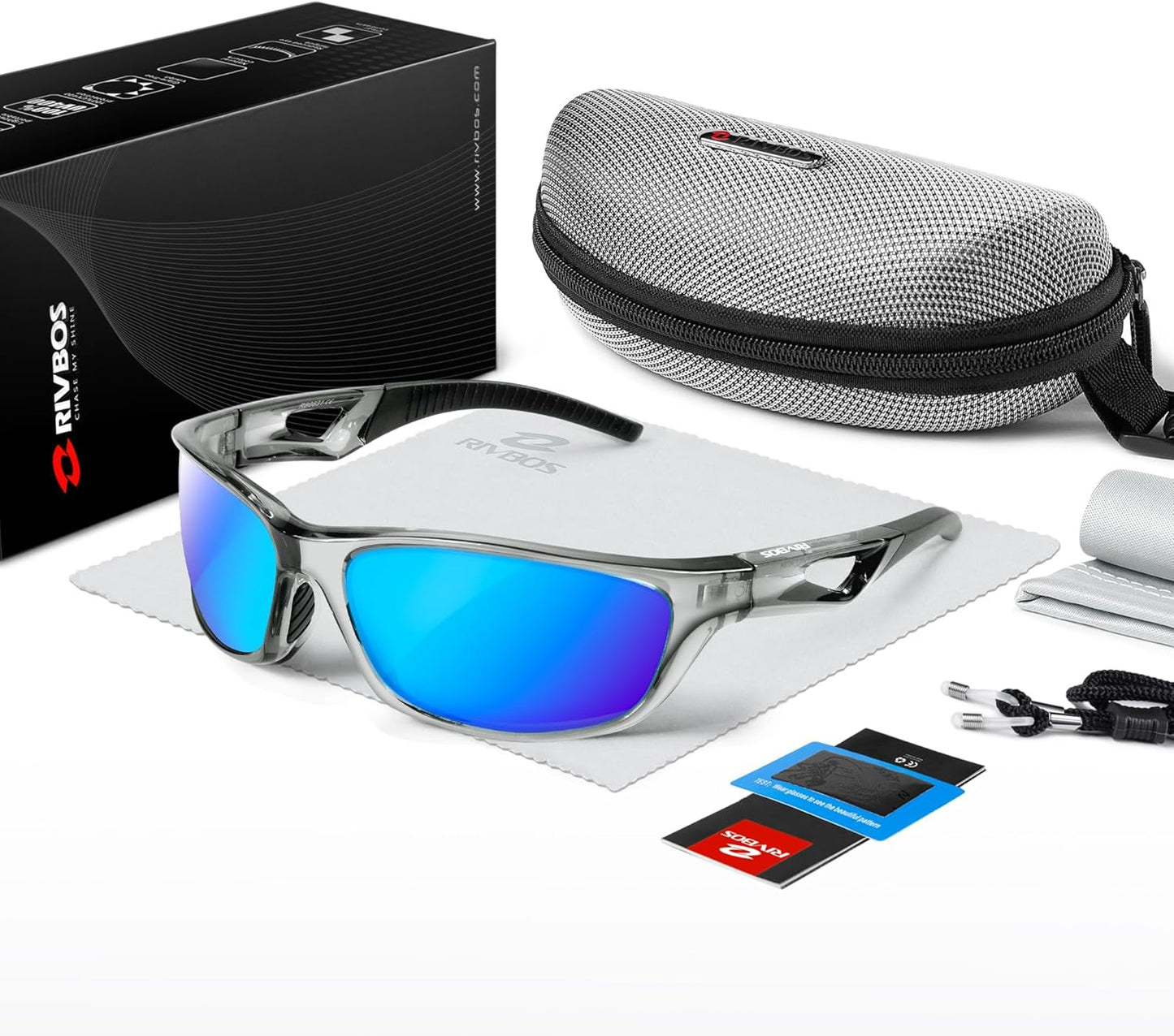 RIVBOS Polarized Sports Sunglasses for Men & Women - TR90 Frame for Cycling, Fishing, Running