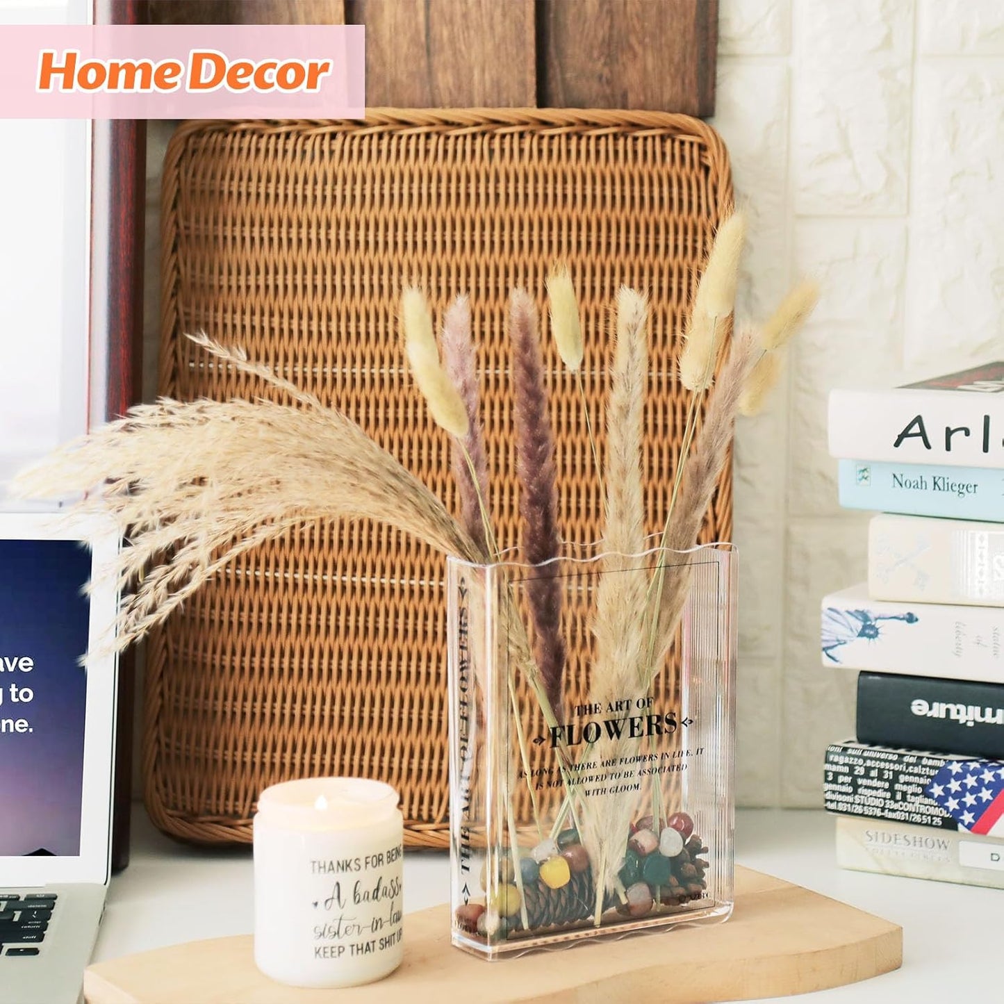 Skiennix Book-Shaped Vase - Aesthetic Flower Holder for Home & Office Decor | Clear Design for Book Lovers