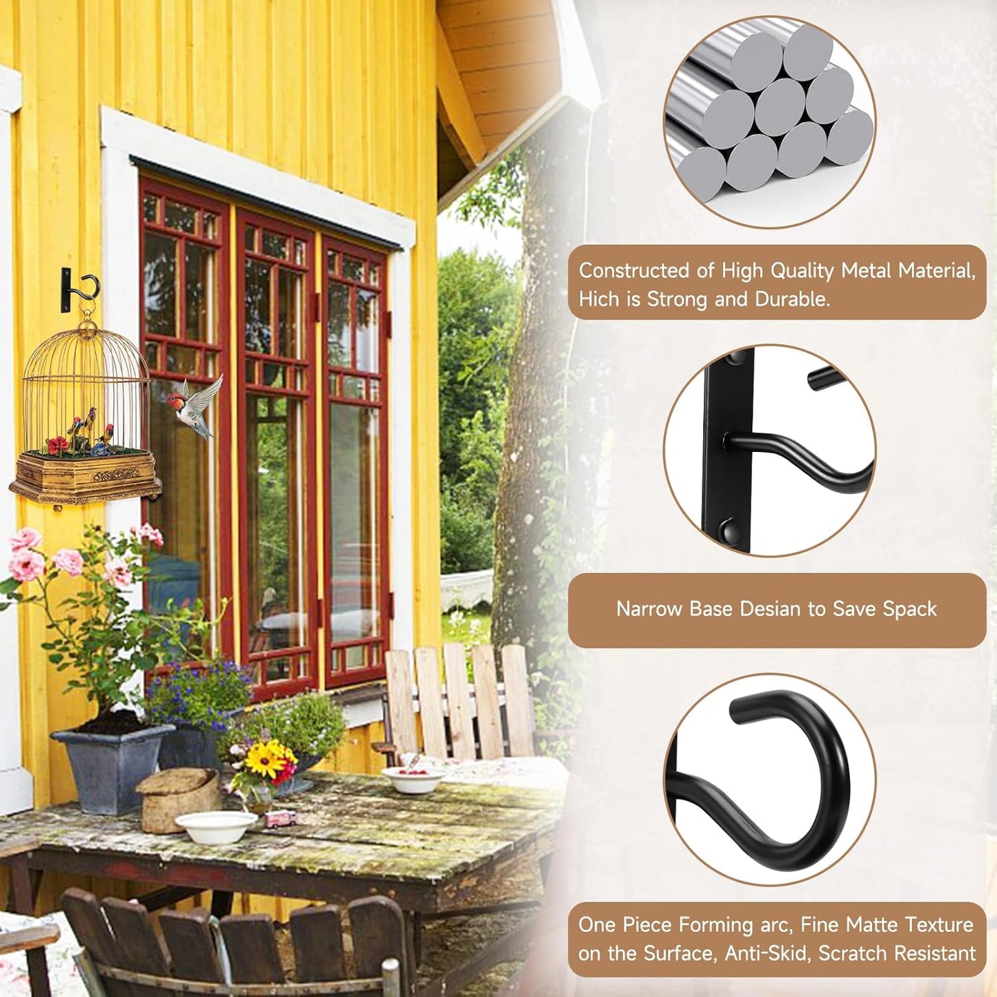 Skiennix Ceiling Hooks - 2.5-Inch Plant Hangers for Indoor/Outdoor Use | Durable Wall Hooks for Pots & Decor
