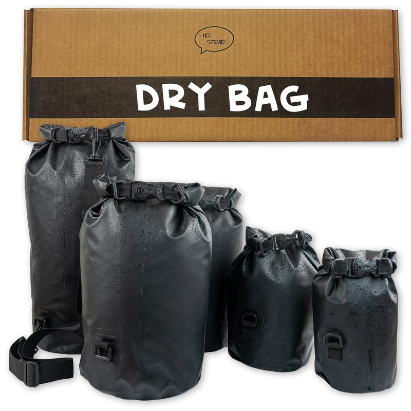 Ho Stevie! Heavy Duty Waterproof Dry Bag - Keeps Your Stuff Dry, on Surf Trips, Camping, or Any Adventure (Black, 3L)