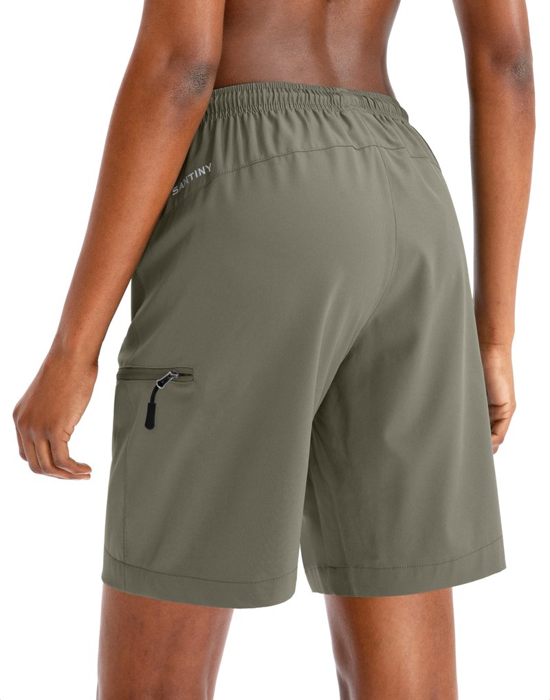 SANTINY Women's 5''/ 7''/9'' Hiking Cargo Shorts Quick Dry Lightweight Summer Shorts for Women Athletic Zipper Pockets(Grey Sage_M)