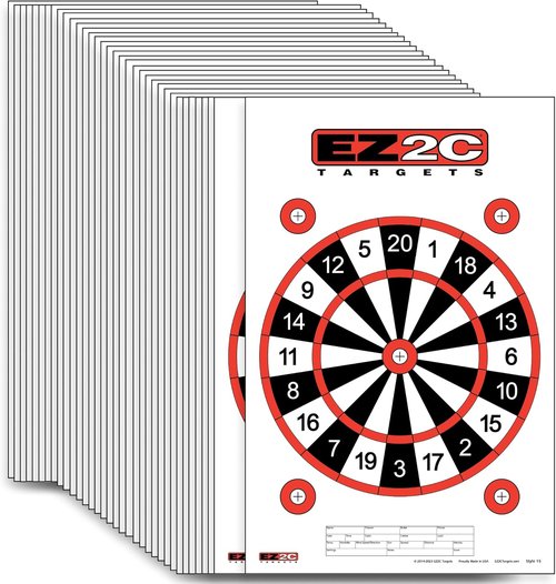 Dartboard Shooting Targets - EZ2C Games Sink The Boats & Tic-Tac-Toe - 11"x17" USA Made Fun Gun Range Paper Targets