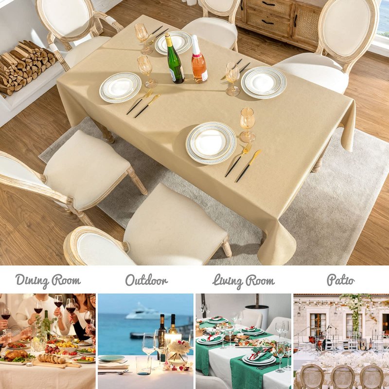 Veblandy Faux Linen Rectangle Tablecloth Waterproof 60x104 inch Table Cloth Stain and Wrinkle Resistant Washable, Decorative Fabric Table Cover for Dining, Kitchen, Wedding and Parties, Coffee