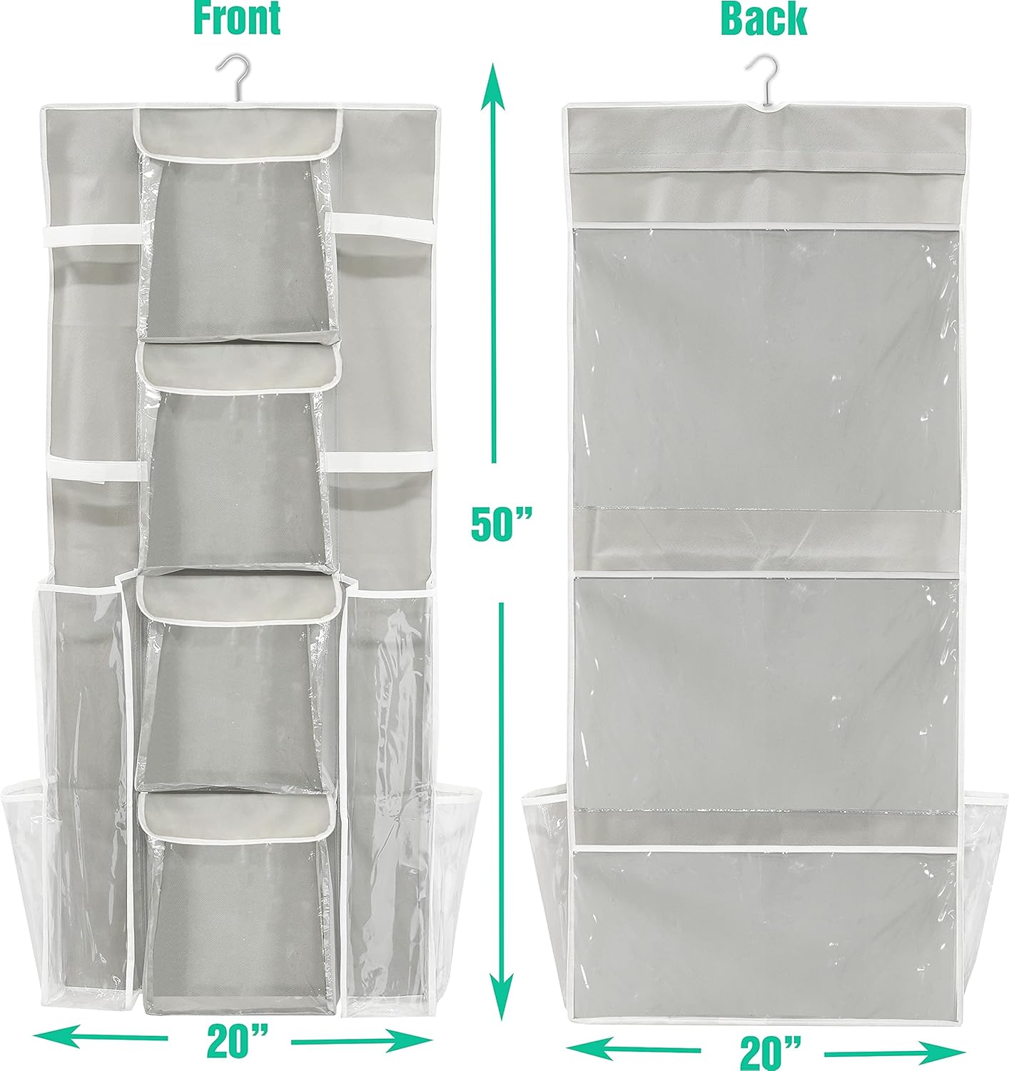 Simple Houseware Gift Wrap Organizer - Double-Sided Storage Pockets in Gray | Set of 1