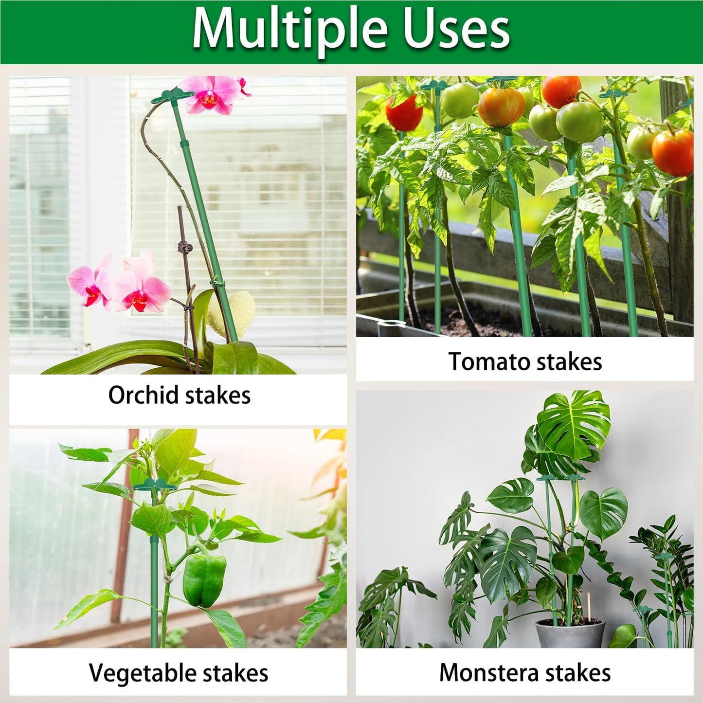 Skiennix Extendable Plant Stakes - Adjustable 17.9IN to 42.3IN Support for Orchids & Vines | 5-Pack