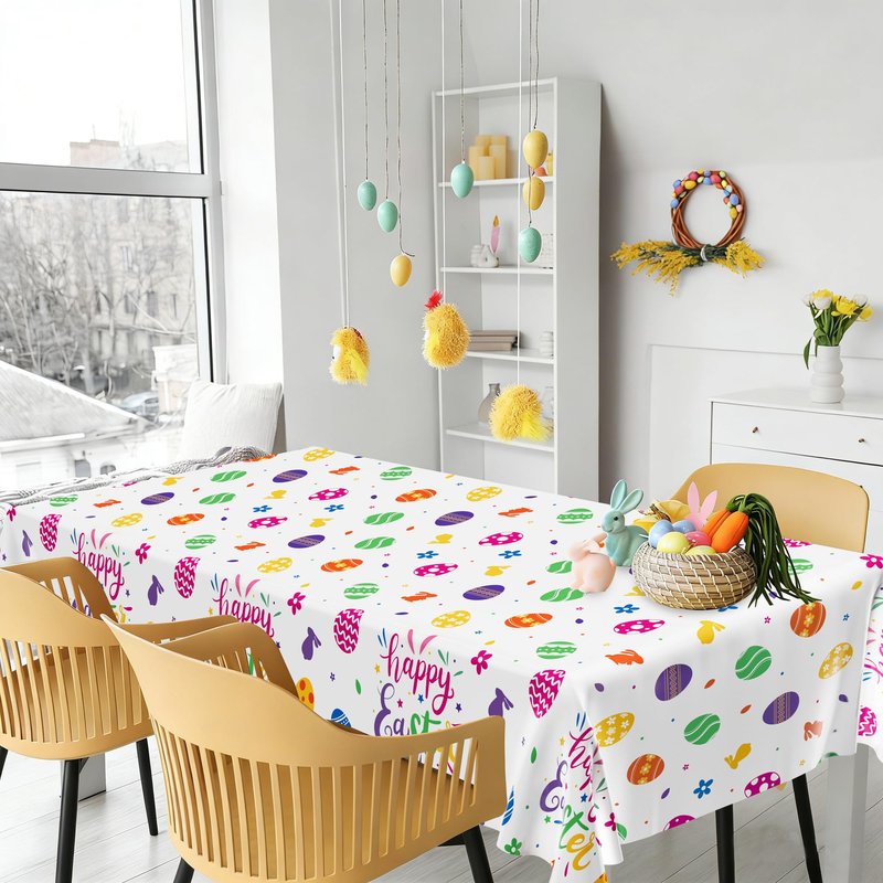 QZYL 12 Pack Easter Tablecloths Rectangular, 54" x 108" Disposable Easter Tablecloth Easter Decorations, Plastic Eggs Bunny Spring Tablecloth, Easter Table Cloth for Picnic Party Decorations Supplies