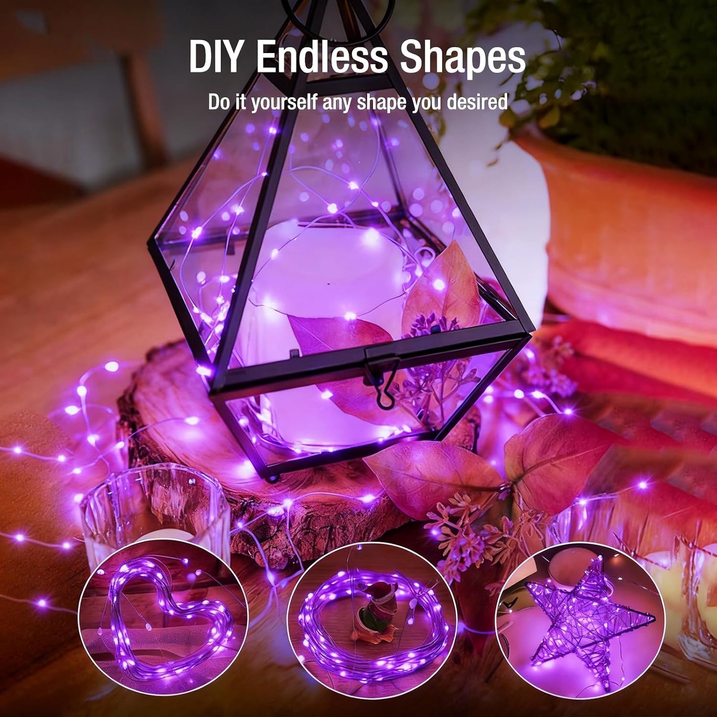 Skiennix 12 Pack Fairy Lights - 7ft Battery Operated 20 LED Twinkle Lights | Waterproof Purple for DIY Decor