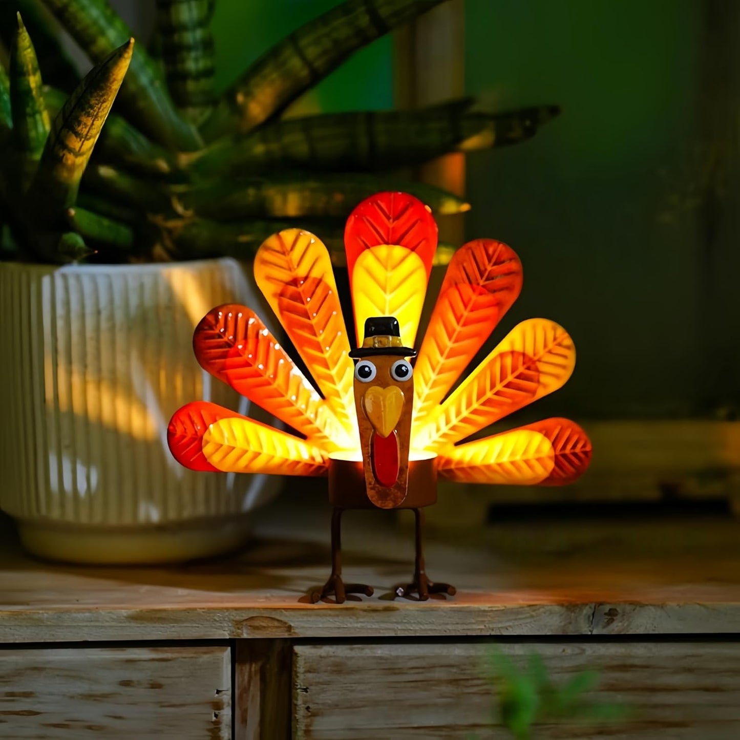 Skiennix 6-Pack Metal Turkey Tealight Candle Holders - Perfect for Thanksgiving Table Decor