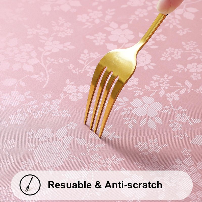 Smiry Rectangle Table Cloth, Waterproof Heavy Duty Vinyl Tablecloths, Wipeable Washable Table Cover for Kitchen and Dining Room (Pink, 54" X 78")
