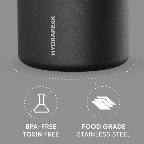 Hydrapeak 25oz Stainless Steel Food Jar - Vacuum Insulated, Leak-Proof Design for Hot & Cold Meals | Black