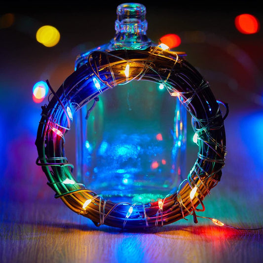 Wine Bottle Lights with Cork, Twinkle Lights 10 Pack 20 LED Waterproof Battery Operated Cork Lights, Silver Wire Mini Fairy Lights for Liquor Bottles DIY Party Christmas Wedding Décor Multicolor