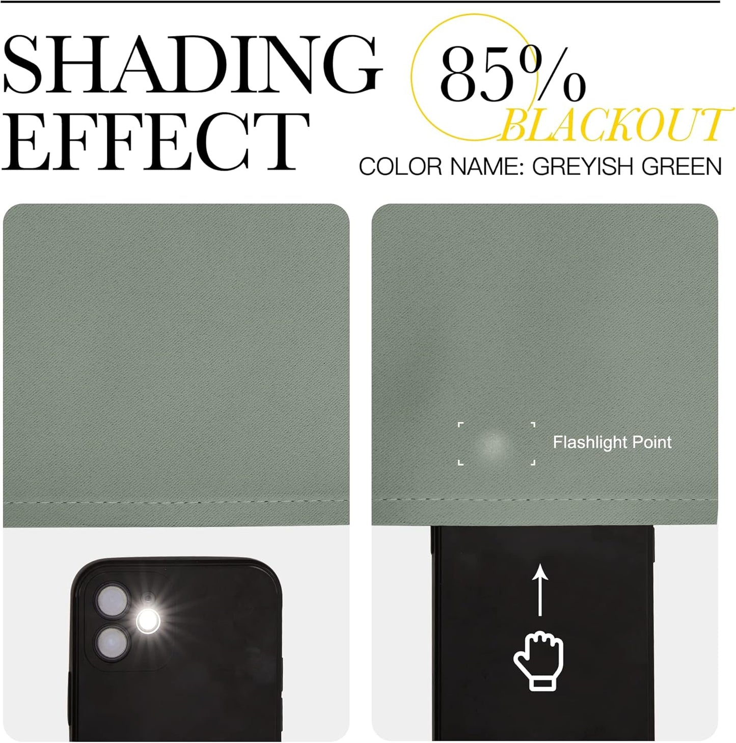 NICETOWN Blackout Curtain Panels - Thermal Insulated Draperies in Greyish Green | 34x45 Inch, 1 Pair