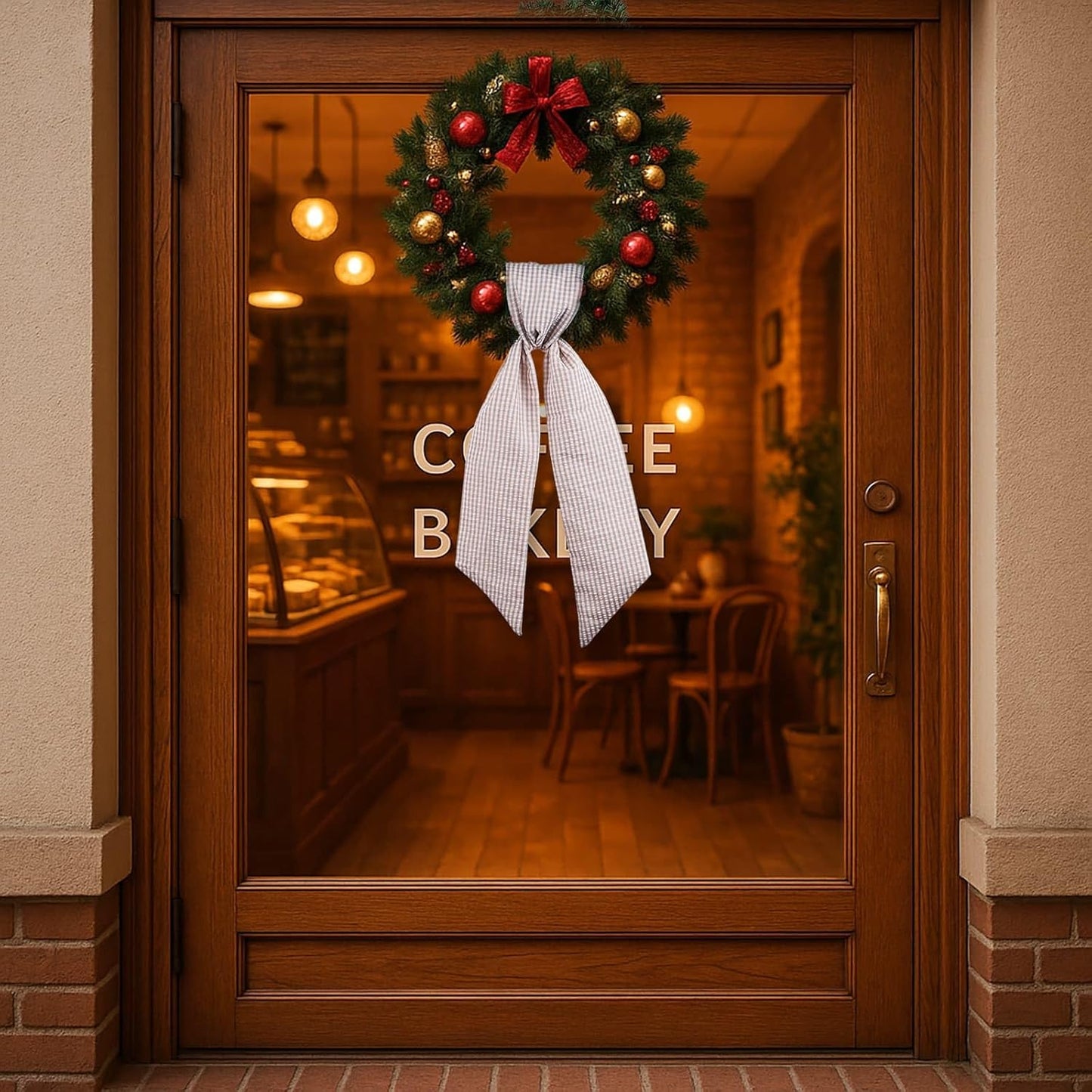 Brown Gingham Wreath Bow Set by [Brand Name] - 2 Pack for Door Decoration | 5.12” Wide x 54.33” Each
