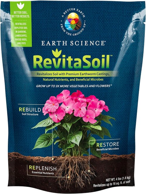 Earth Science RevitaSoil Organic Soil Revitalizer - 4 lb Earthworm Castings & Natural Nutrients | Grow 3X More for Gardens & Potted Plants