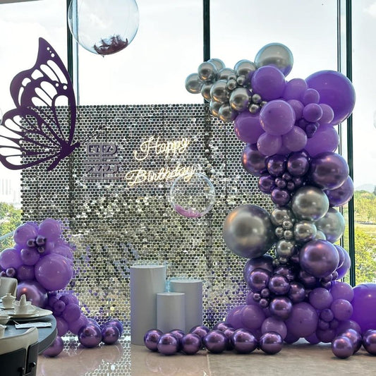 Voircoloria 130pcs Metallic Purple Balloons Different Sizes 18" 12" 10" 5" Chrome Purple Latex Balloon Garland Arch Kit for Birthday Baby Shower Graduation Wedding Gender Reveal Party Decorations