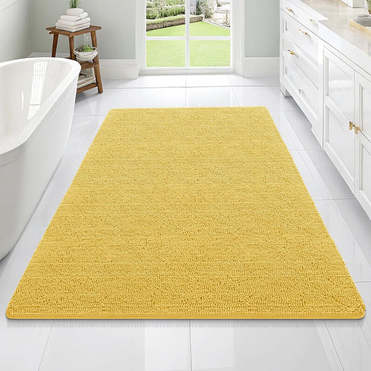 OLANLY Large Bathroom Rugs - Extra Soft Chenille Bath Mats | Quick Dry, Machine Washable, 70x46, Yellow