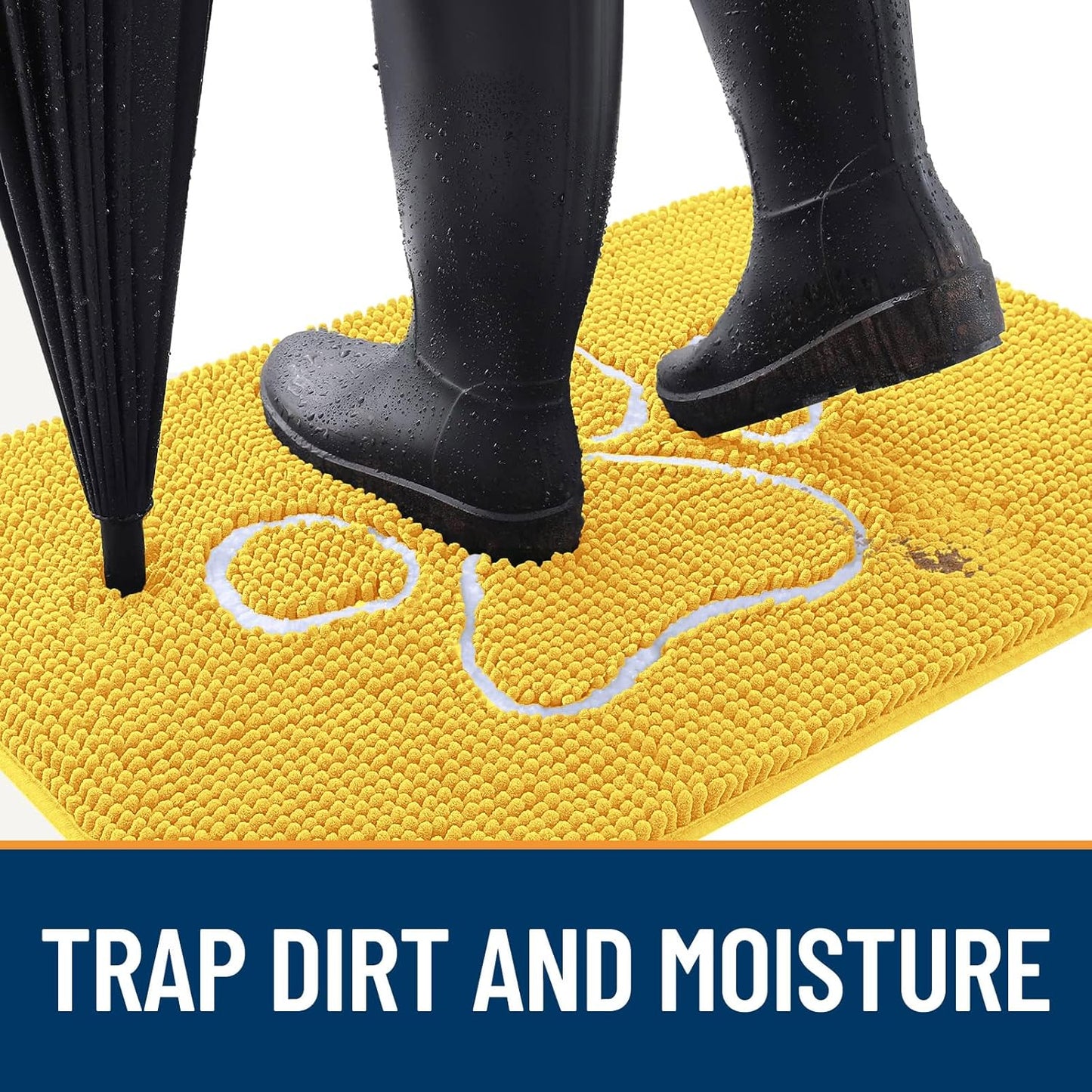 OLANLY Dog Door Mat - Absorbent Non-Slip Mud Mat for Muddy Paws | 30x20 Paw Print Design, Quick Dry Yellow