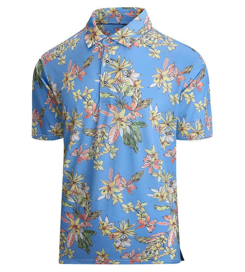 Damipow Mens Golf Shirts Dry Fit Polo Shirts Moisture Wicking Short Sleeve Hawaiian Polo Shirt