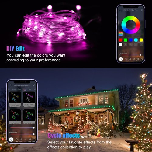 Electight RGB Smart IC String Lights Indoor 16FT/5M [APP & Remote Control], 50 LEDs Multicolor Fairy Lights, USB Powered & IP65 Waterproof, Music/Voice Sync, Fairy String Lights for Christmas, Party