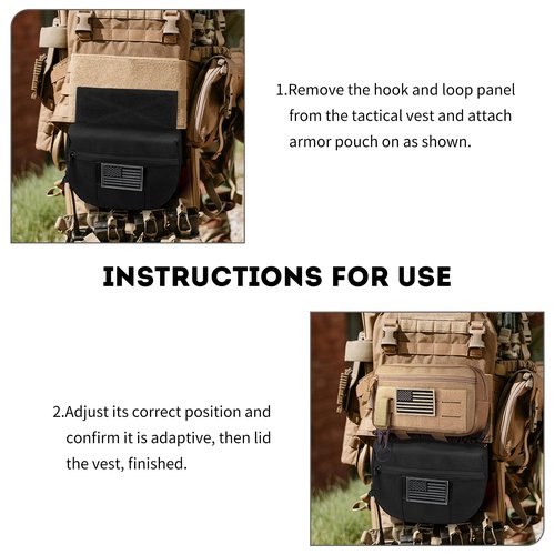 bvya Tactical Drop Pouch for Chest Rig, Sub Abdominal Tactical Carrying Kit Bag Utility Tool Dangler Organizer Dump Pouch for JPC CPC AVS Vest Hook and Loop Add-on Pouch, US Patch Included