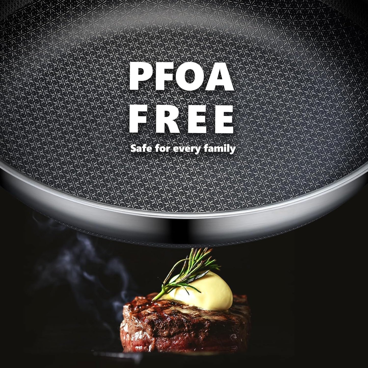 OATOFP Nonstick Frying Pan - 12 Inch Hybrid Chef Skillet with Lid | Dishwasher & Oven-Safe, PFOA Free