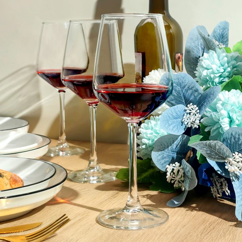 SHYRC Wine Glasses Set of 8, 12oz Clear Red/White, Long Stem Wine Glasses for Party, Wedding and Home