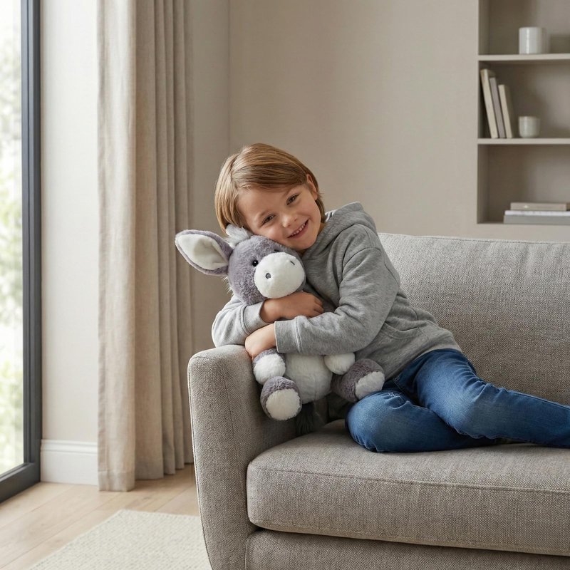 WEIGEDU Adorable Gray Donkey Plush Toy - 15 Inch Soft & Cuddly Stuffed Animal Donkey, Perfect for Kids, Babies, Toddlers - Farm Animal Gift