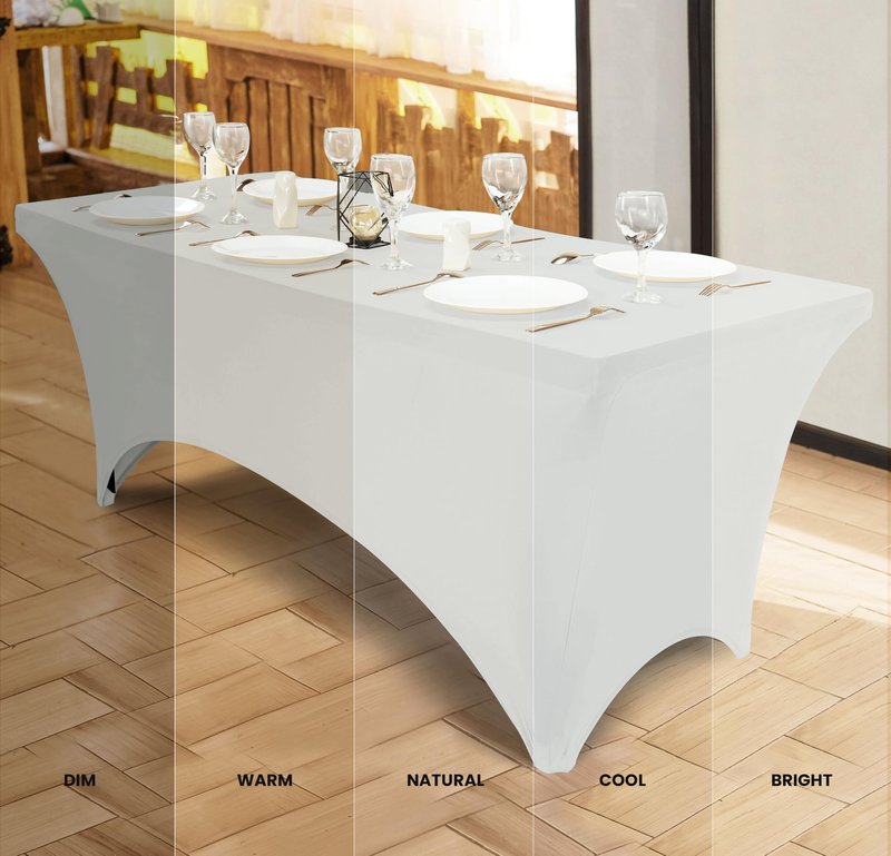 Utopia Kitchen Spandex Tablecloth 2 Pack [8FT, White] Tight, Fitted, Washable and Wrinkle Resistant Stretch Table Cloth Rectangle Cover for Trade Show, Weddings & Parties [96Lx30Wx30H Inch]
