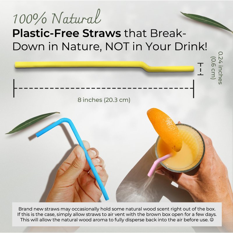 EcoPreps Colorful Biodegradable Flexible Drinking Straws | Bendable 150 Count, 100% Compostable, Plastic-Free, Eco-Friendly Straws for Cold Drinks | 7.8'' Multi-Color Bamboo Fiber Disposable Straw Set