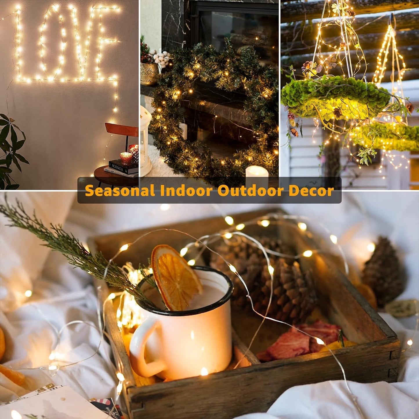 Skiennix 6 Pack Battery Operated Fairy Lights - 7ft 20 LED Mini Twinkle String Lights | Warm White Silver Wire for Weddings & Parties