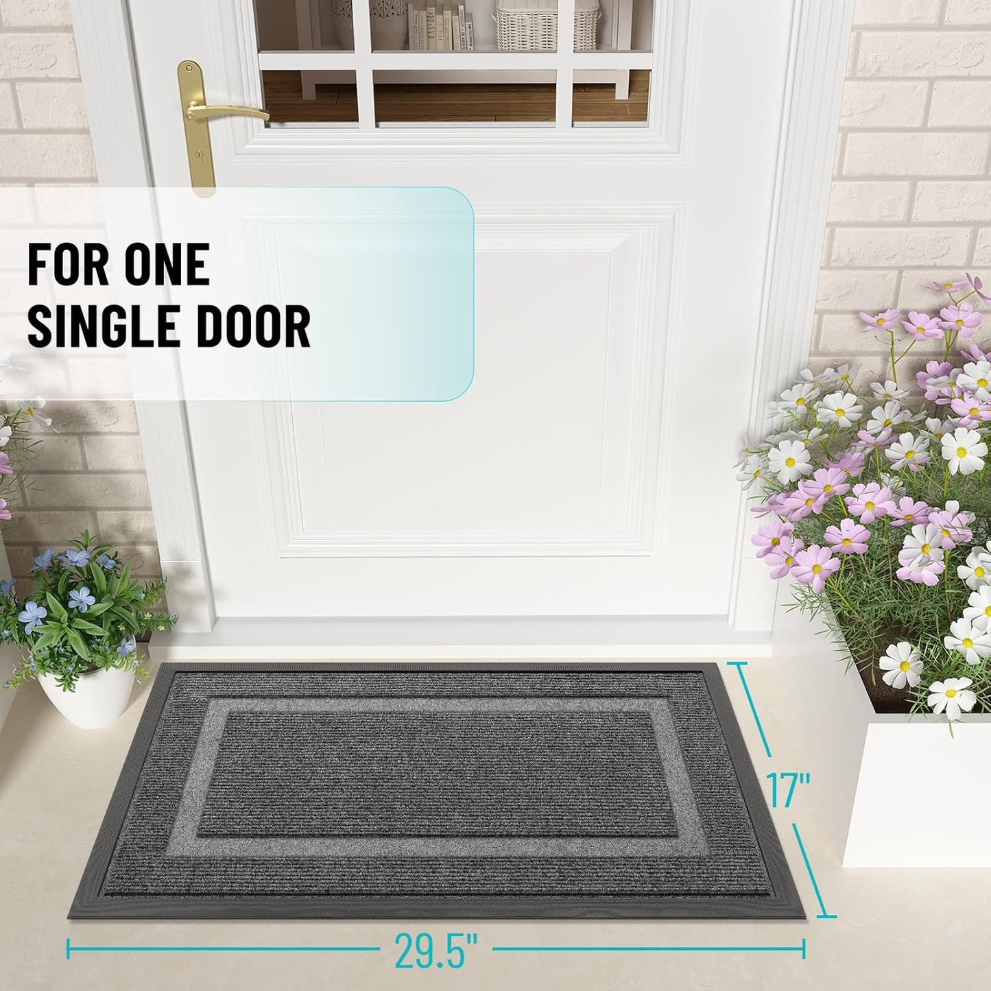 OLANLY Waterproof Front Door Mat - All-Season Indoor/Outdoor Doormat, Sturdy Rubber, Easy Clean | 29.5x17, Dark Grey