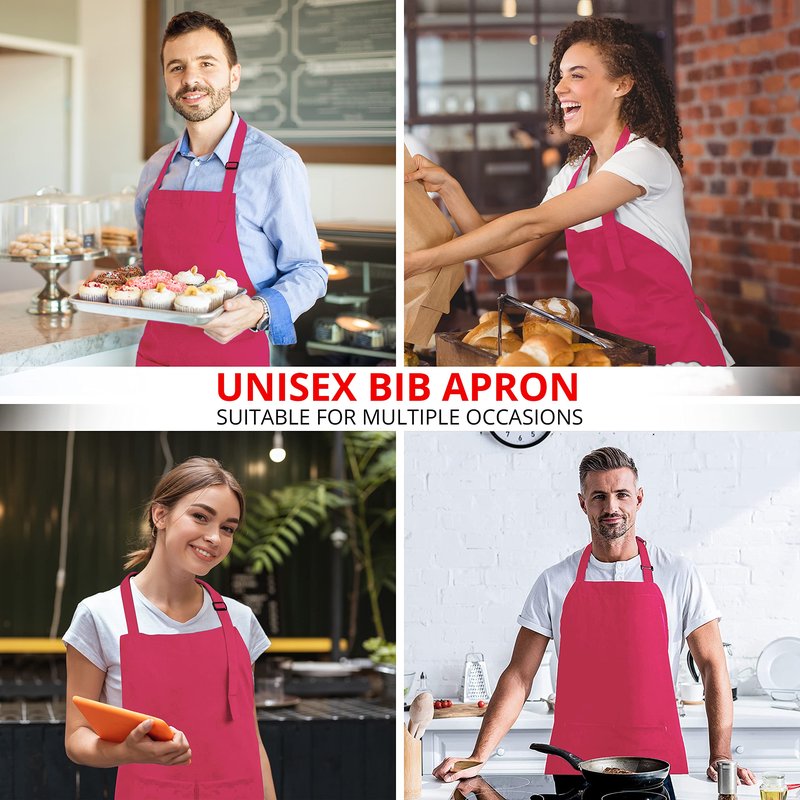 Utopia Kitchen 2 Pack Bib Apron, Adjustable with 2 Pockets, Water and Oil Resistant, Cooking Kitchen Chef Apron for Women Men