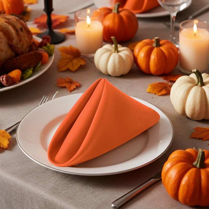 Utopia Home Orange Cloth Napkins (12 Pack, 20x20 Inches), Thanksgiving Ideal Fall Dinner Napkins for Halloween, Thanksgiving, Party, Wedding and Lunch/Dinner
