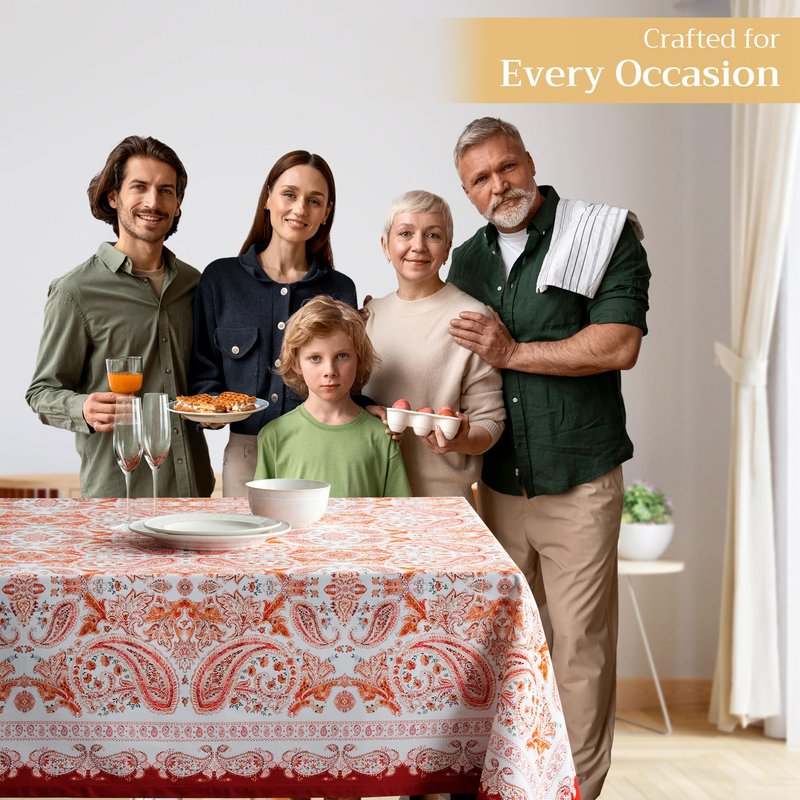 Maison d' Hermine Table Cloth Rectangle Table 100% Cotton 54 x 72 Inches Fall Tablecloth Reusable Everyday Use for Thanksgiving Christmas Decorations Dining Farmhouse Party (Orient)