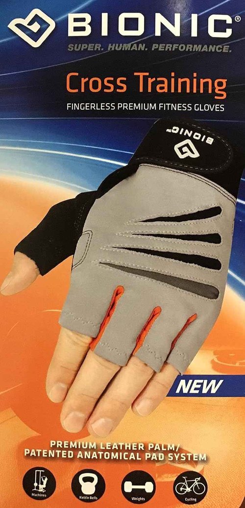 Men's Bionic Cross-Training Fingerless Gloves with Natural Fit Technology - Gray/Orange