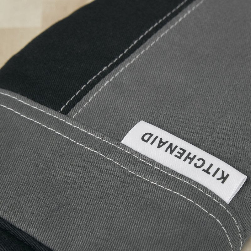KITCHENAID Beacon Two-Tone Oven Mitt 2-Pack Set, Contour Silver/Matte Black, 5.75"x13"