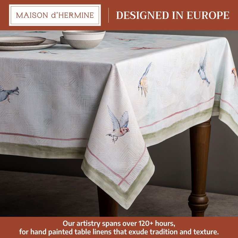 Maison d' Hermine Table Cloth Rectangle Table 100% Cotton 70 x 90 Inches Tablecloth Reusable Decorative for Dining Kitchen Room Farmhouse Home Gifts for Mothers Day Spring Summer - Flying Birds
