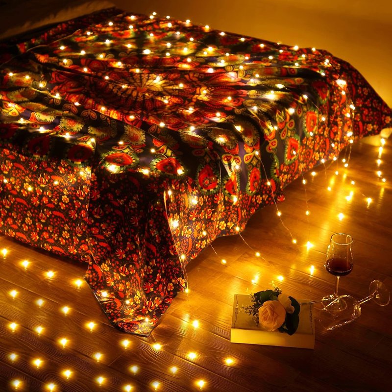 Tuanse 2 Pack 195 LED Curtain Tapestry Lights Backdrop String Lights, 6.5 x 5 Feet Hanging Fairy Curtain Light with 8 Lighting Modes and Remote for Bedroom Window Wall Indoor Outdoor Graduation Decor