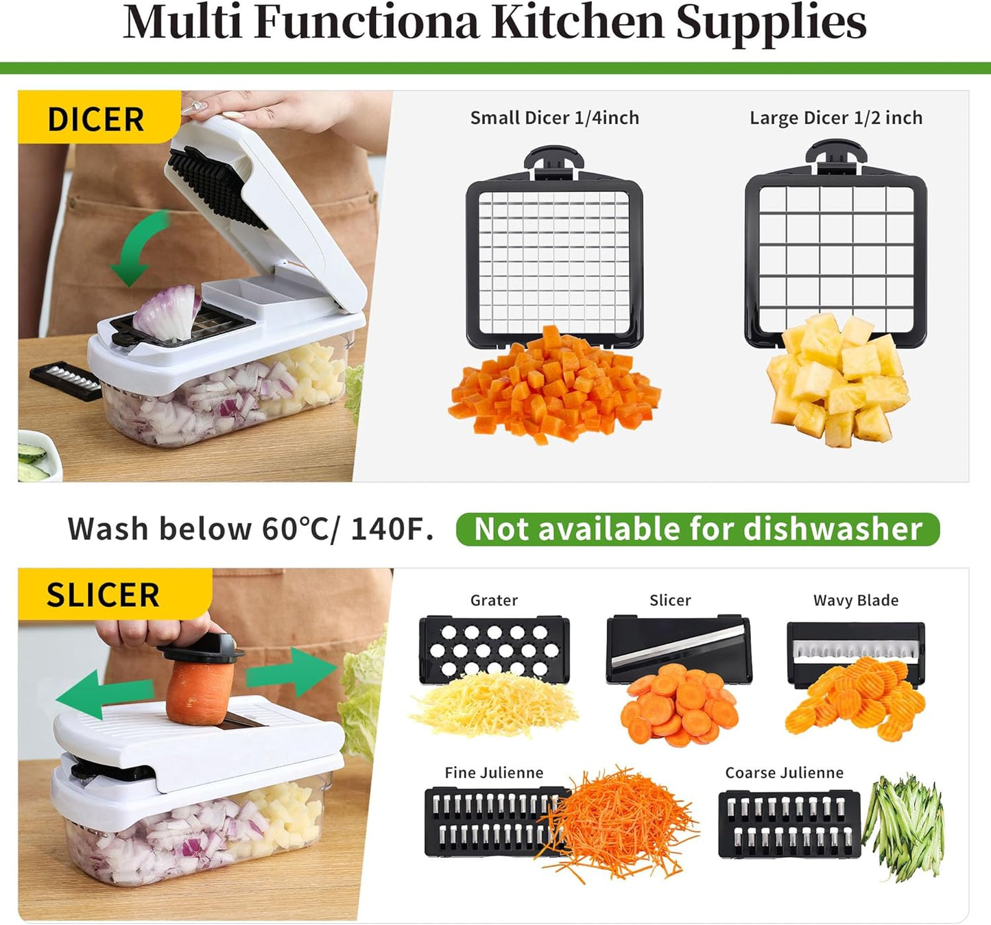 Skiennix 18-in-1 Vegetable Chopper - Versatile Mandoline Slicer with Container & Multiple Functions