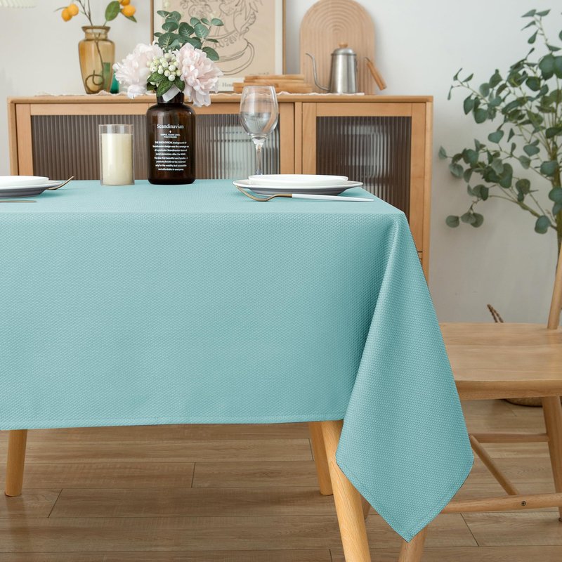 Biscaynebay Textured Fabric Christmas Square Table Cloth 60x60 Inch, Red Water Resistant Spill Proof Tablecloths for Dining, Kitchen, Wedding and Parties, Machine Washable