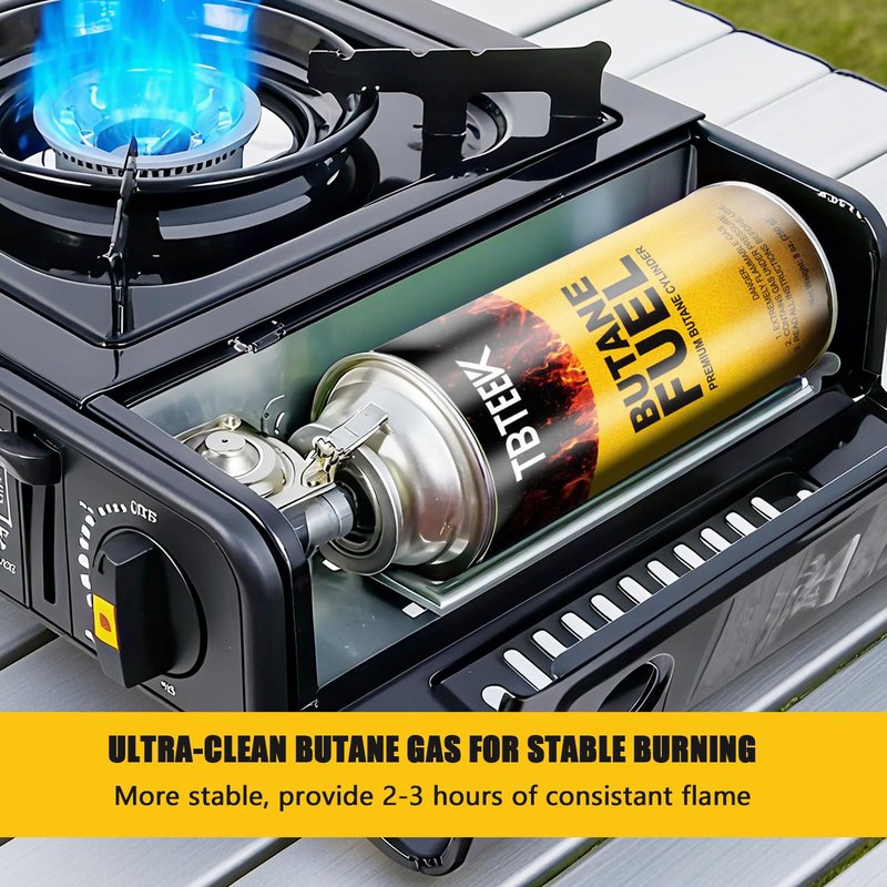 TBTeek Butane Fuel Canister, Butane Gas 8 oz, 3-Pack Premium Pure Refined Butane Gas Refill for Kitchen Torch Head, Camping Stove, Outdoor Cooking, Grilling & Emergency Use