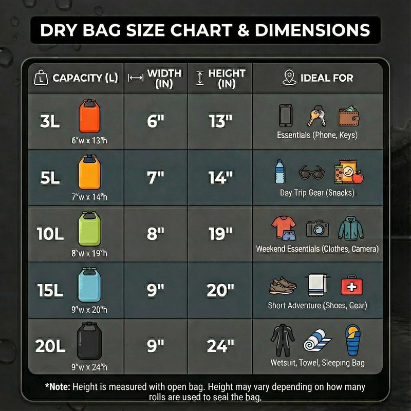 Ho Stevie! Heavy Duty Waterproof Dry Bag - Keeps Your Stuff Dry, on Surf Trips, Camping, or Any Adventure (Black, 3L)