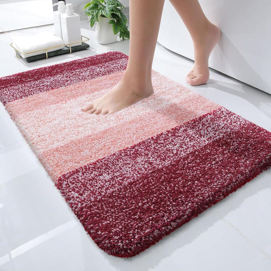 OLANLY Bathroom Rugs Mat - Extra Soft Microfiber Bath Rug with Rubber Backing | 24x16 Inches, Quick Dry, Red