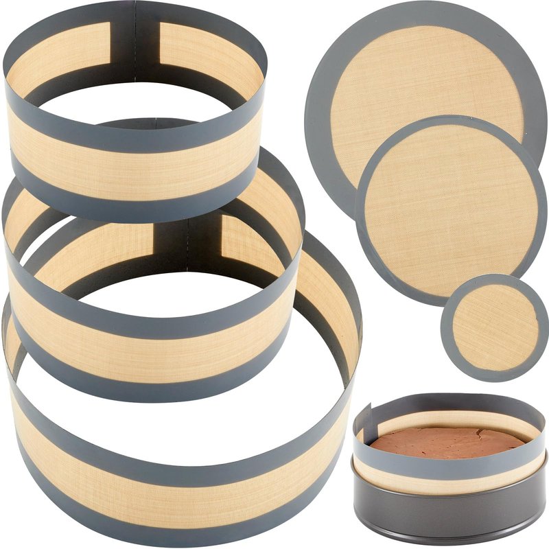 Honeydak 3 Set Silicone Baking Mat for 4, 7, 9 Inch Springform Pan Protector Nonstick Reusable Cake Pan Liners for Cheesecake Baking Prevent Sticking to Bottom & Side, Easy Release & Clean(Gray)