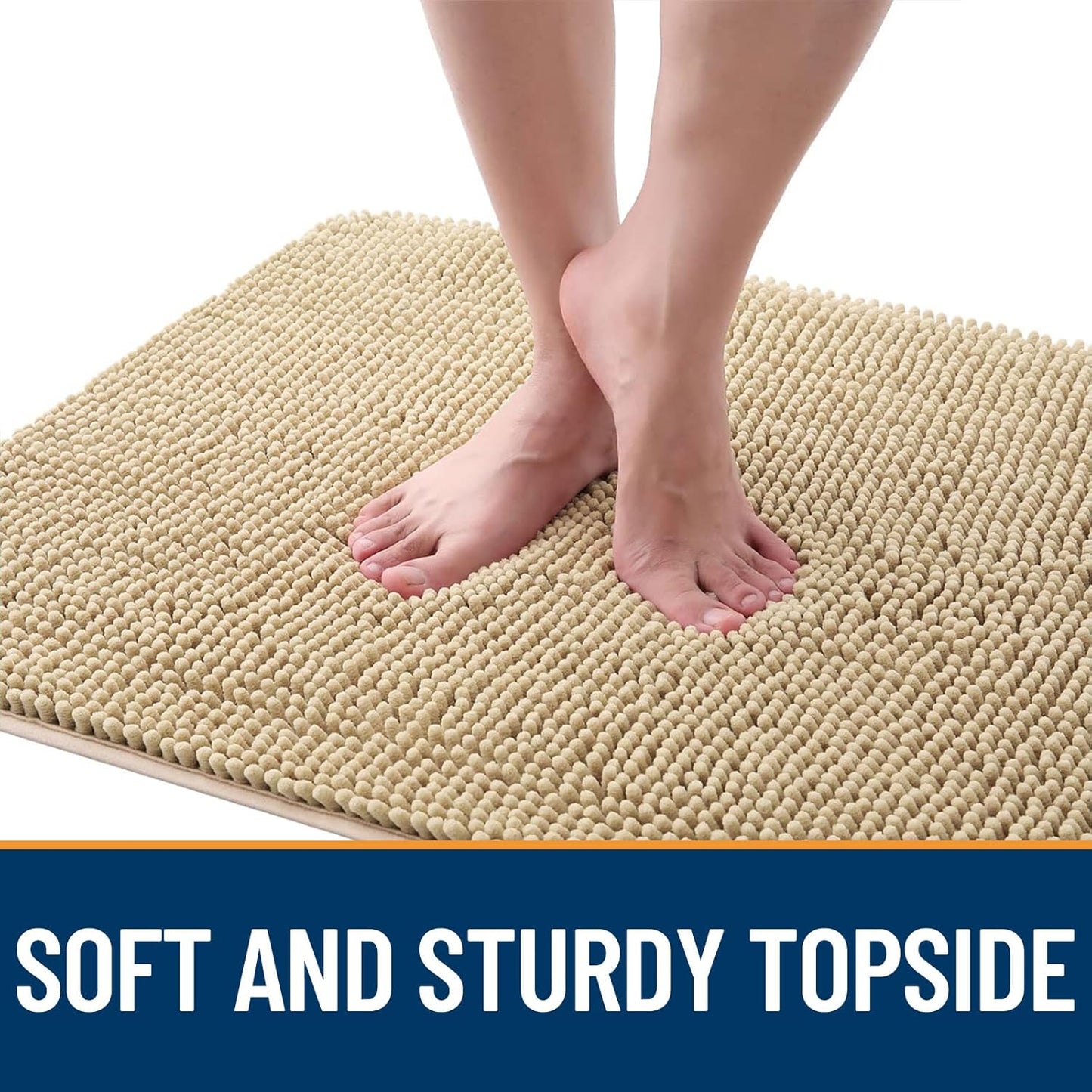 OLANLY Dog Door Mat - Absorbent Non-Slip Washable Doormat for Muddy Paws | 30x20 Beige Quick Dry Chenille