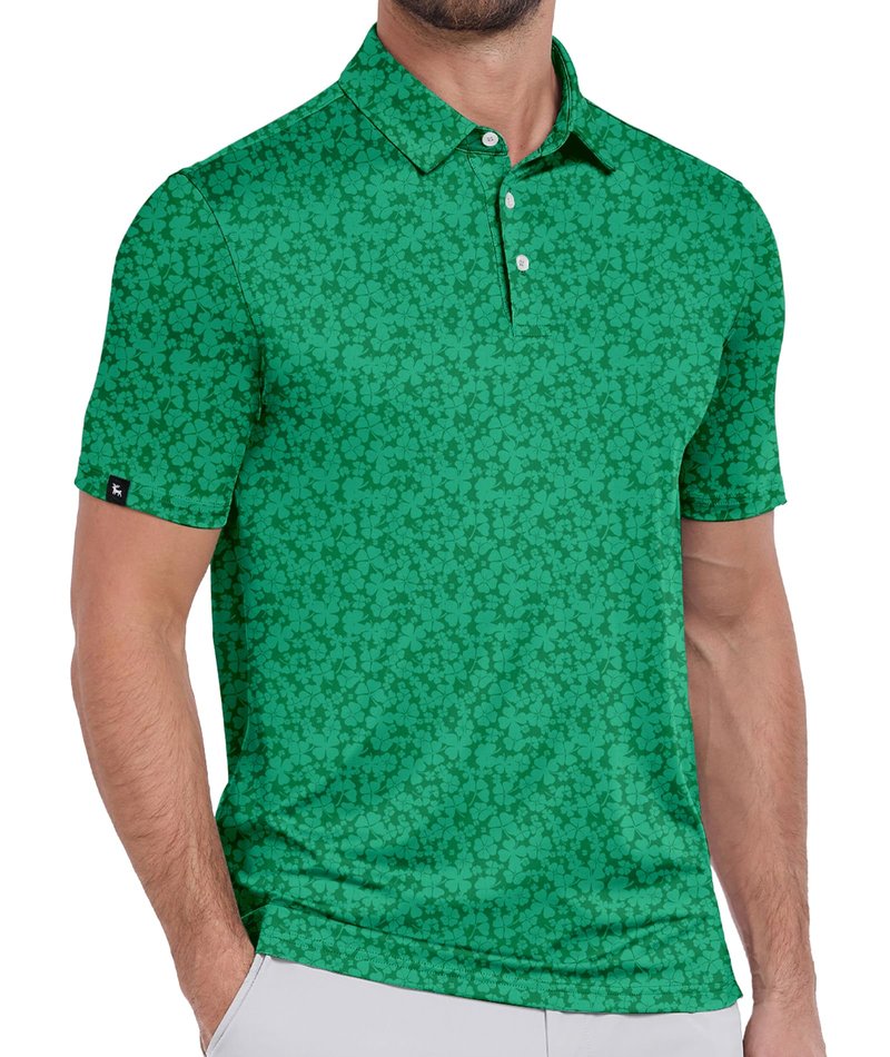 ZITY Mens Print Polo Shirts Short Sleeve Moisture Wicking Shirts for Men Golf Tennis Daily Casual Collared T-Shirt St Patricks Day Large