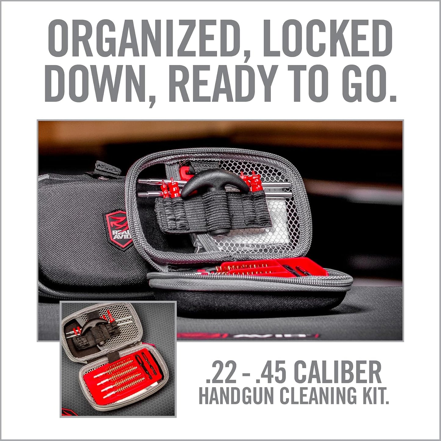 Real Avid Handgun Cleaning Kit with Gun Cleaning Mat & Magnetic Tray for 9mm, .40, .45 Caliber Pistols